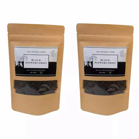 Angadi of Spices Tellicherry Black Peppercorns 2 Packs of 100 gms