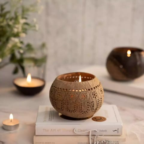 Thenga Coconut Candle Shell Holder Tropical