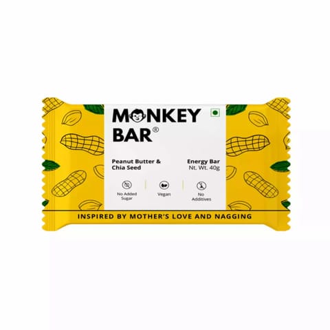 Monkey Bar Vegan Energy Bars PEANUT BUTTER  CHIA SEED Pack of 10
