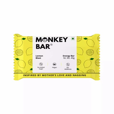 Monkey Bar Vegan Energy Bars LEMON BLAST Pack of 10