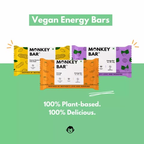 Monkey Bar Vegan Energy Bars ORANGE COCOA Pack of 10