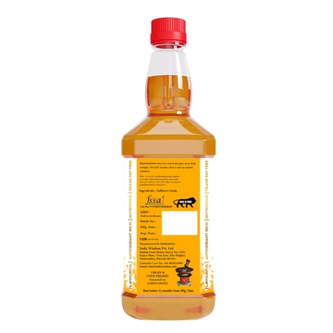 IndicWisdom Wood Pressed Safflower Oil 1 Liter (Cold Pressed - Extracted on  Wooden Churner) : : Grocery