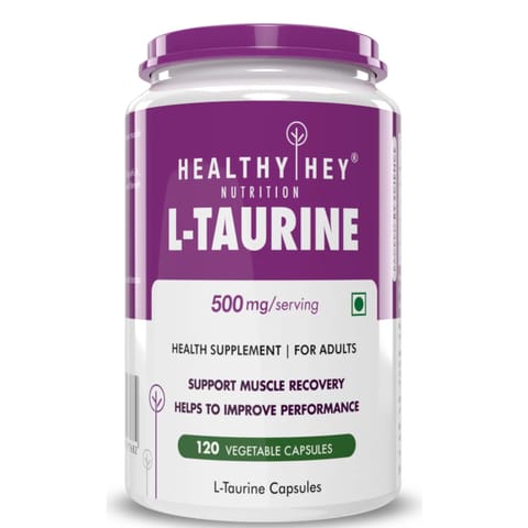 HealthyHey Nutrition L Taurine Amino Acid Supplement (120 Vegetable Capsules)
