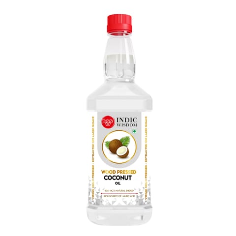 IndicWisdom Wood Pressed Coconut oil 1 Liters (Cold Pressed - Extracted on Wooden Churner)