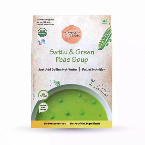 Organic Roots Sattu  Green Peas Instant Soup Packets Healthy Natural Ready To Cook Pack of 4