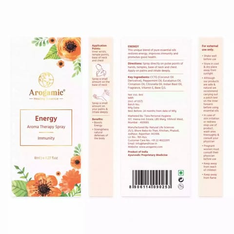 Arogamic Energy Aromatherapy Spray  8ml