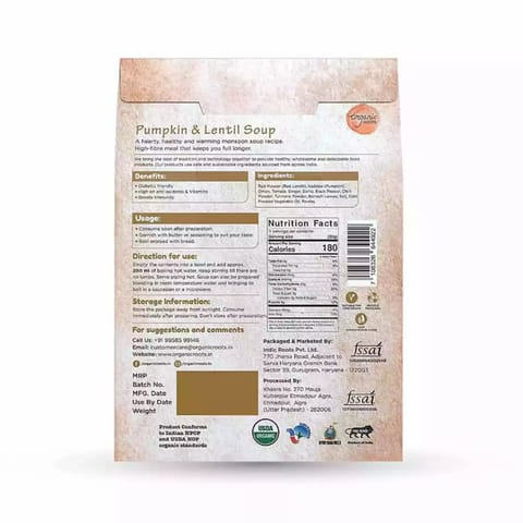 Organic Roots Pumpkin Lentil Soup Instant Soup Packets Natural Ready To Cook Soup Mix Pack Of 4