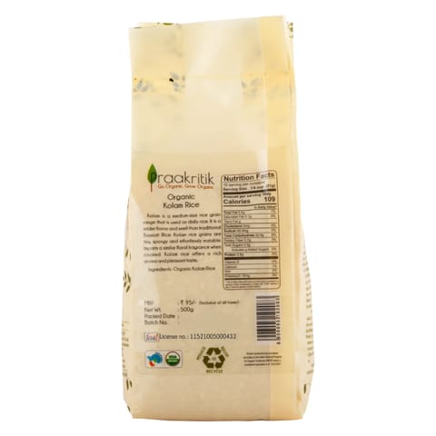 Praakritik Organic Kolam Rice 1kg (500 gms each - Pack Of 2)