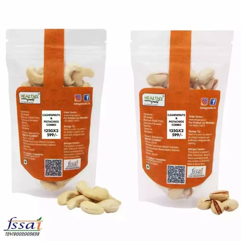 Lets GoNuts Cashewnuts N Pistachios Combo 125gx2