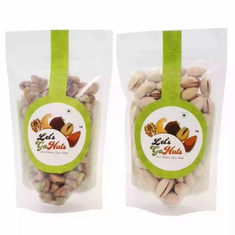 Lets GoNuts Pistachio Combo 200g (100g Raw Pista & 100g Roasted Pista))