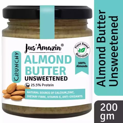 Jus Amazin Crunchy Almond Butter Unsweetened 200g