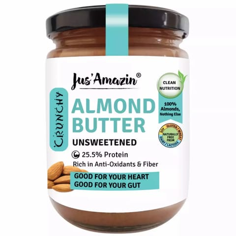 Jus Amazin CRUNCHY Almond Butter Unsweetened  500g  Single Ingredient