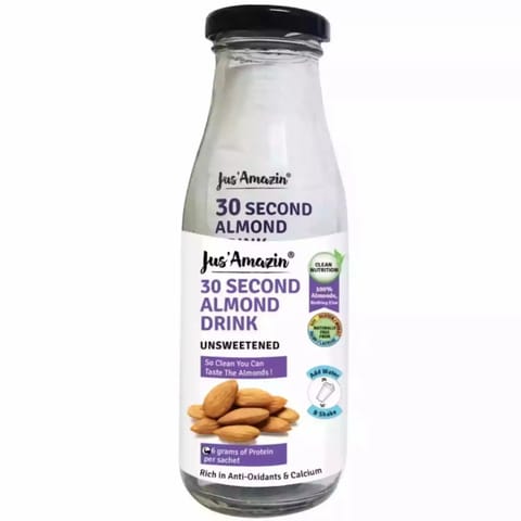 Jus Amazin 30 Second Almond Milk Unsweetened 125 gms (5x25g Sachets 1 Sachet makes 1 Glass of Drink)