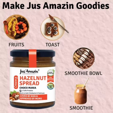 Jus Amazin Creamy Hazelnut Spread Choco Mania (200 gms)