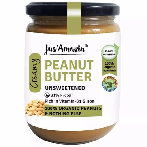 Jus Amazin Creamy Peanut Butter All Natural Unsweetened 500g