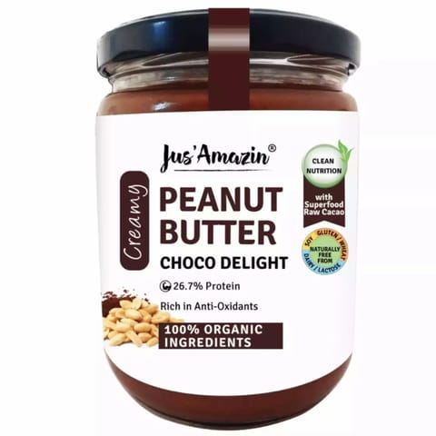 Jus Amazin Creamy Organic Peanut Butter Choco Delight 500g
