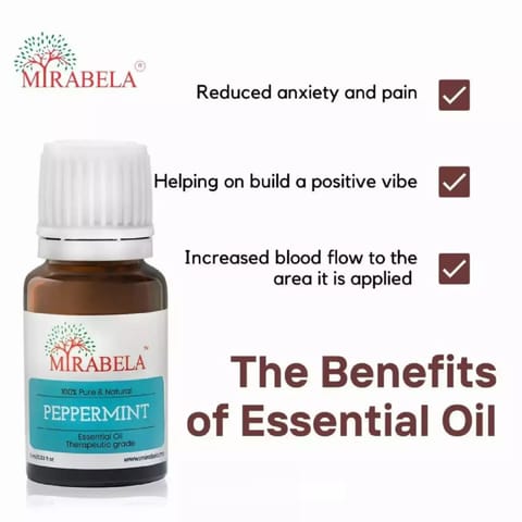 Mirabela Peppermint Essential Oil 20 ml (Pack of 2 - 2 X 10 ml)