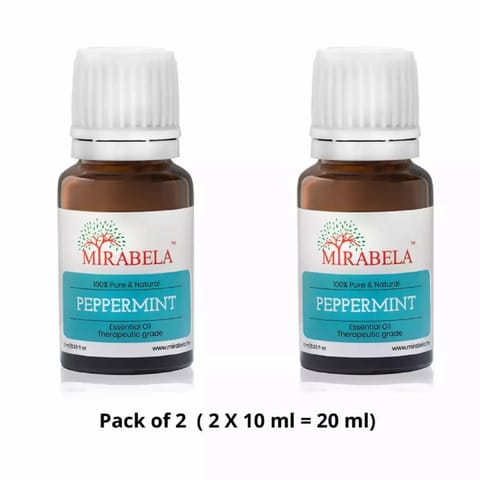 Mirabela Peppermint Essential Oil 20 ml (Pack of 2 - 2 X 10 ml)