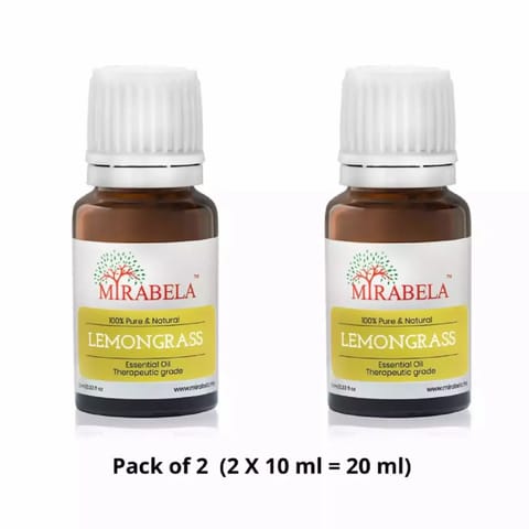 Mirabela Lemongrass Essential Oil 20 ml (Pack of 2 - 2 X 10ml)