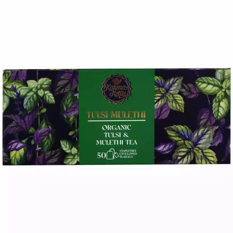 Karma Kettle Organic Tulsi Mulethi Herbal Tea (50 Teabags)