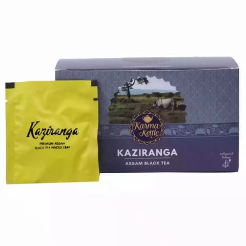 Karma Kettle Organic Premium Kaziranga Black Tea 25 Pyramid Teabags