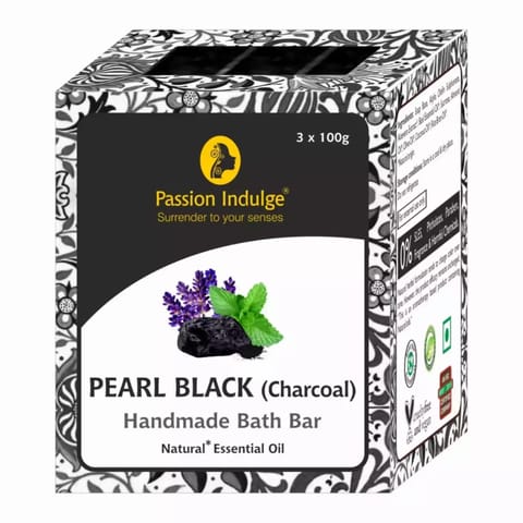 Passion Indulge Charcoal Pearl Black Natural Handmade Bath Bar Soap 3 X 100 Gm (Pack of 3)