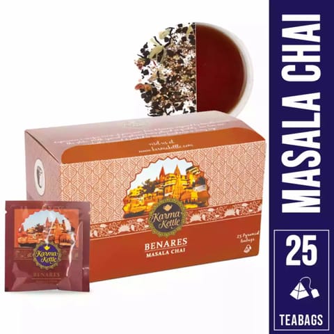 Karma Kettle Organic Benares Masala Chai (25 Pyramid Teabags)