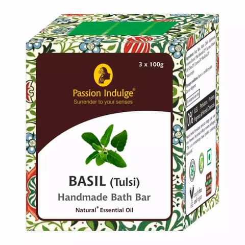 Passion Indulge Basil Tulsi Handmade Bath Bar Soap 3 X 100 Gm (Pack of 3)