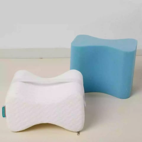 UrbanBed  Memory Foam Knee Pillow with Ultrafresh Treated Removable Cover  White 6.5x10x7.5 Inches