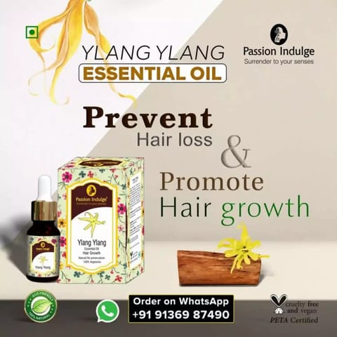 Passion Indulge Natural Ylang Ylang Essential Oil for Hair Growth | Vegan - 10ml