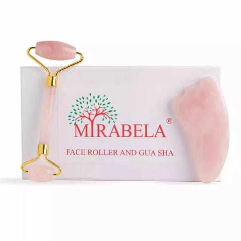 Mirabela Rose Quartz Face Roller and Gua Sha Set Teardrop