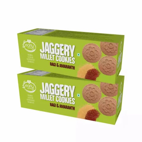 Early Foods and Pack of 2 Organic Ragi and Amaranth Jaggery Cookies 150g X 2
