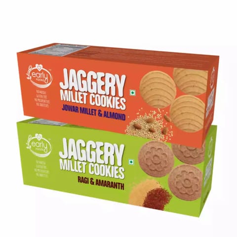 Early Foods and Assorted Pack of 2  Jowar and Ragi Amaranth Jaggery Cookies X 2 150g each