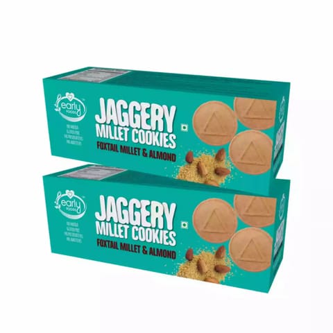 Early Foods and Pack of 2 Foxtail Millet and Almond Jaggery Cookies 150g X 2