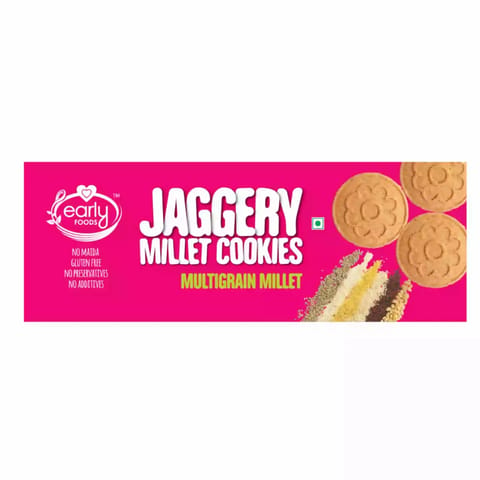 Early Foods and Pack of 2  Organic Multi-grain Millet Jaggery Cookies 150g X 2