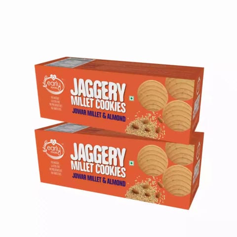 Early Foods and Pack of 2  Jowar Almond Jaggery Cookies 150g X 2