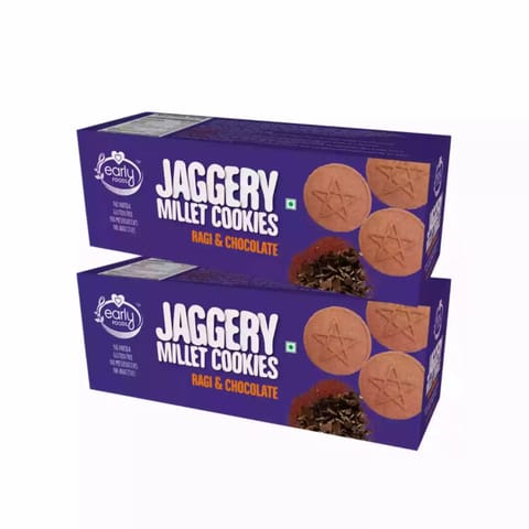 Early Foods and Pack of 2 Organic Ragi and Choco Jaggery Cookies 150g X 2
