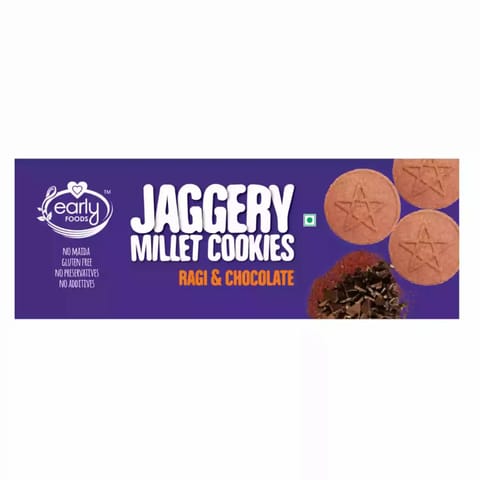 Early Foods and Pack of 2 Organic Ragi and Choco Jaggery Cookies 150g X 2