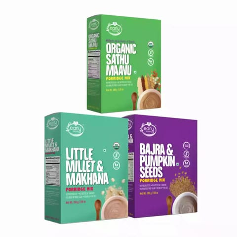 Early Foods and Combo of 3 Organic Millet Porridges Breakfast Cereal Combo for Kids