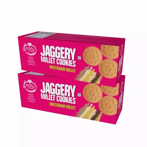 Early Foods and Pack of 2  Organic Multi-grain Millet Jaggery Cookies 150g X 2