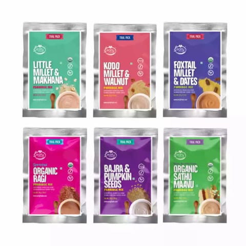 Early Foods and 6 Trial Packs Organic Millet Porridge Mixes Combo  50g each X 6
