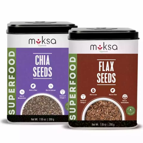 Moksa Flax and Chia Seeds Combo 400 Gm 200 Gm X 2