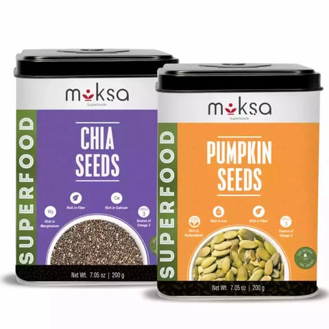 Moksa Pumpkin Seeds and Chia Seeds Combo (400 gms, 200 gms each * 2)