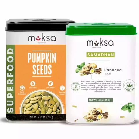 Moksa Pumpkin Seeds and Panacea Kadha Tea Immunity Kit 200 Gm + 50 Gm