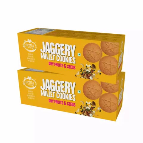 Early Foods Pack of 2 Organic Dry fruits and Seeds Jaggery Cookies 150g X 2