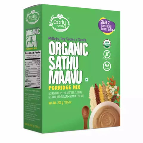 Early Foods Organic Sattu Maavu Multi grain Millets Porridge mix 200g