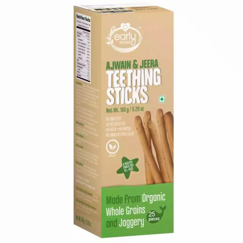 Early Foods and Whole Wheat Ajwain Jaggery Teething Sticks 150g