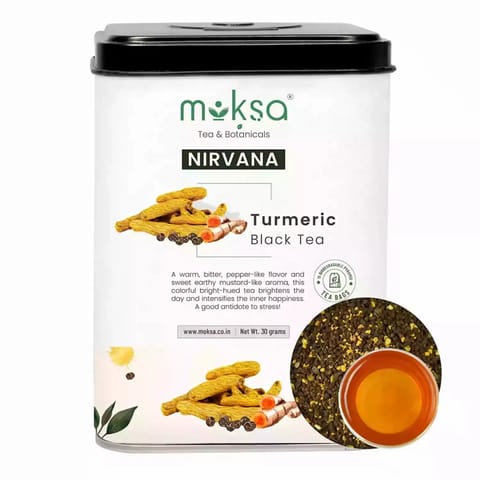 MOKSA Tea Botanicals Turmeric Black Tea Rich in Antioxidants 15 Biodegradable Pyramid Teabags 30 Gm
