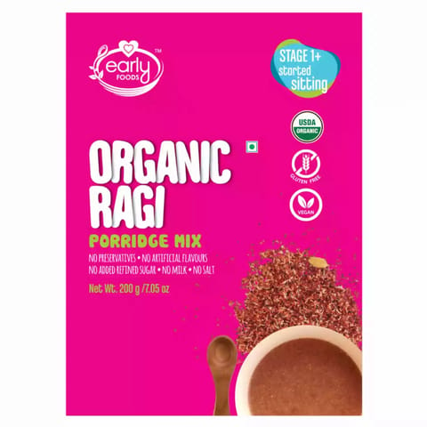 Early Foods Organic Sprouted Ragi Porridge Mix 200g Plain