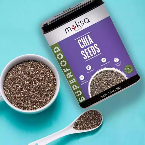 Moksa Chia seeds | High in Calcium | Helps in Weight management | Chia Seeds for eating | Omega 3 and Fiber | Superfood |100% Natural Seeds (200 gms)